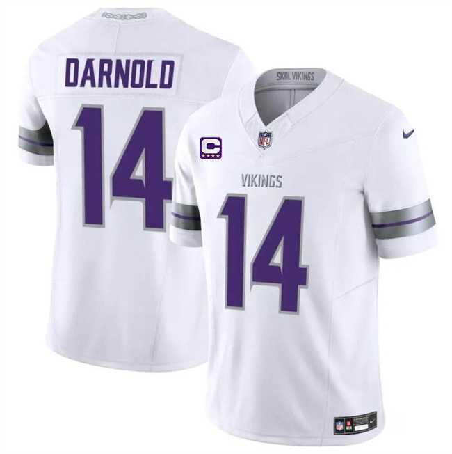 Men & Women & Youth Minnesota Vikings #14 Sam Darnold White 2024 F.U.S.E. With 4-Star C Patch Winter Warrior Limited Stitched Jersey->minnesota vikings->NFL Jersey